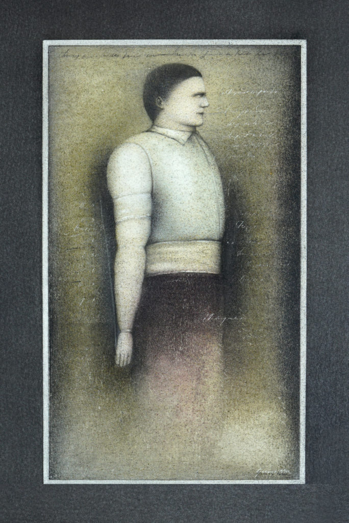 Georges Bru - Personnage bien campé - crayon cire - 37 X 25 cm