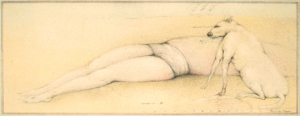 Georges Bru - Scène champêtre - crayon de couleur - 12 X 30 cm