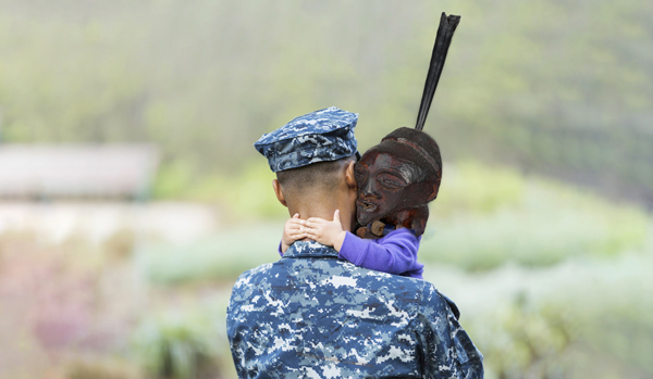 Military Hug. Photo Work Method