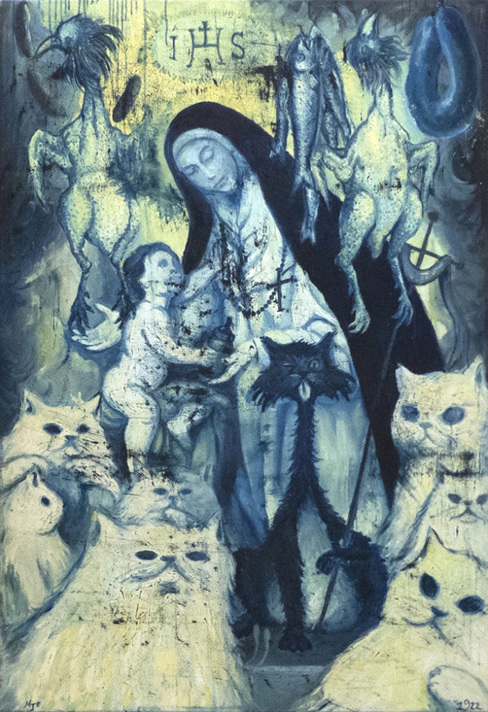 Virgin Mary cats and dead chickens circa 1922